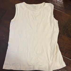 VINTAGE white/cream tank top with cute sparkly/pearl colored details on the edge